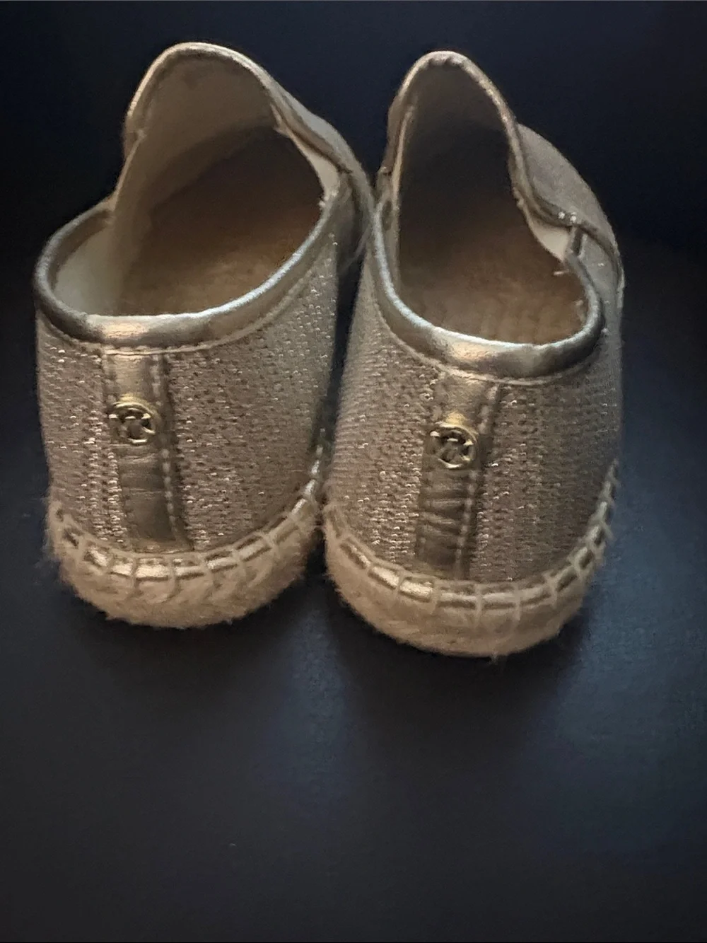 Michael Kors Metallic Beige Woven Espadrille Slip-Ons